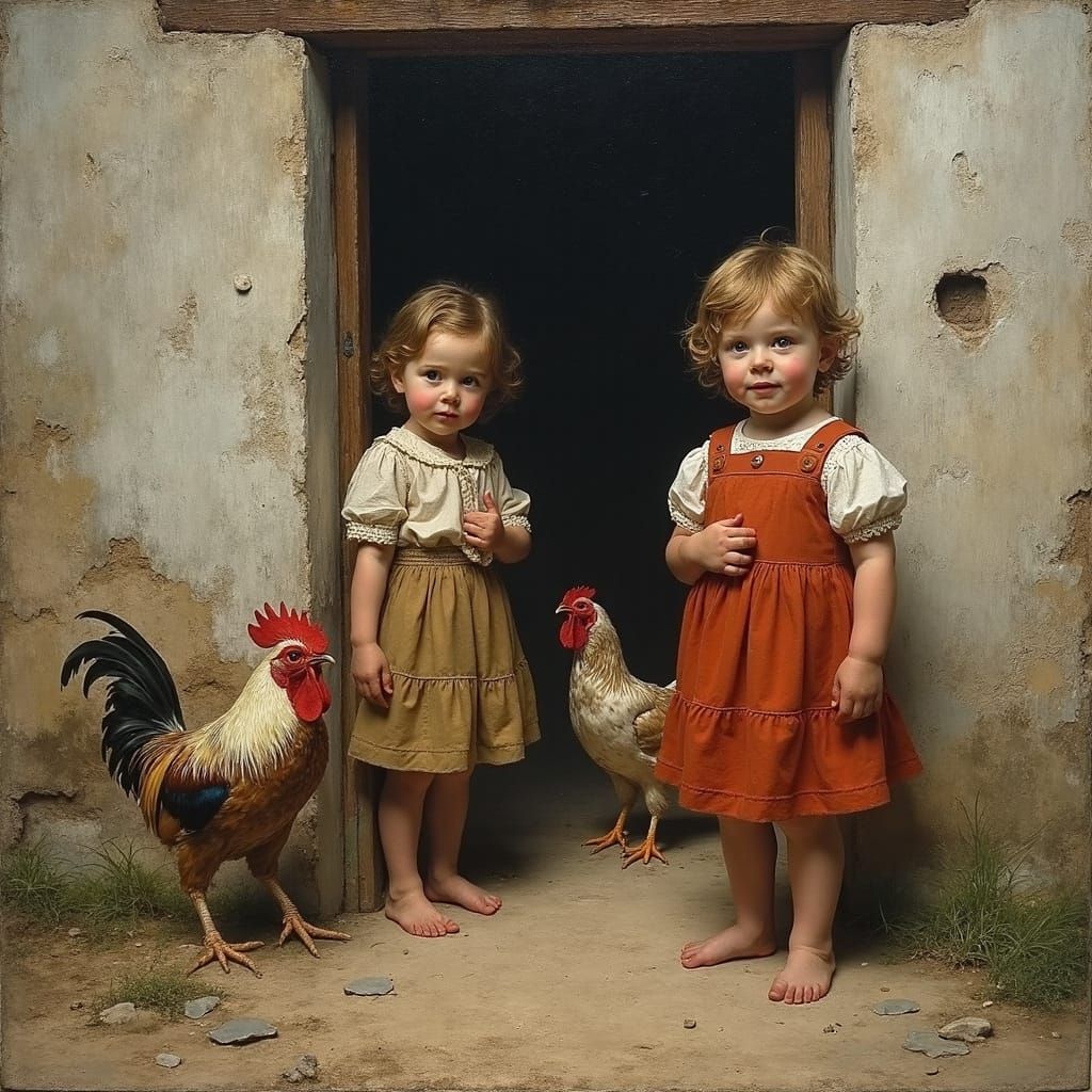 Surreal Peasant Scene in Impressionist Style