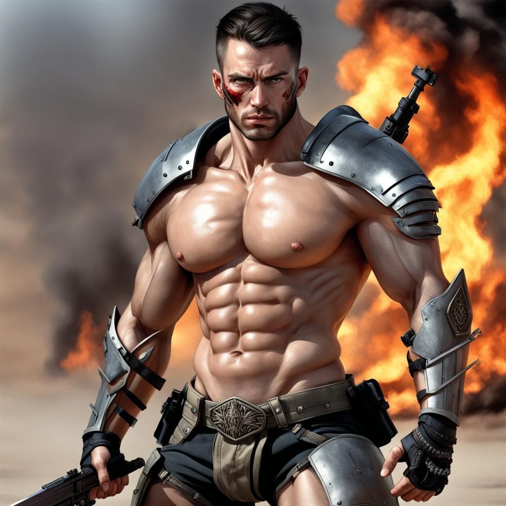 Intense Modern Warrior Radiating Heat