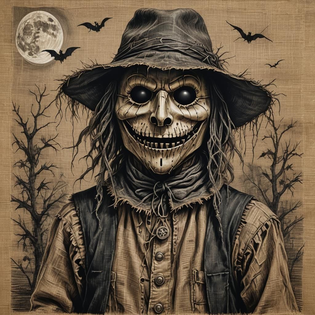 Sinister Hessian Scarecrow Mask in Charcoal Style