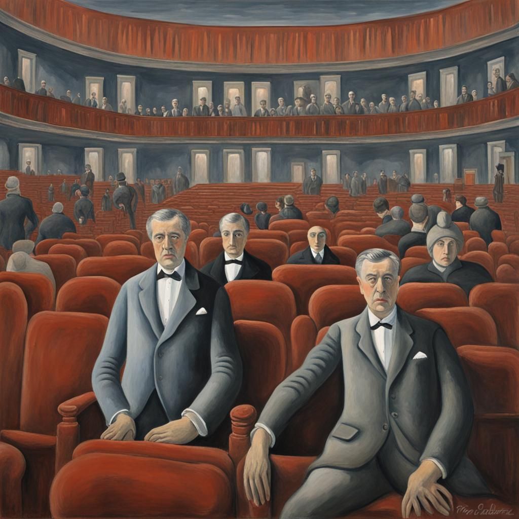 Surreal Movie Theater in Gouache Style