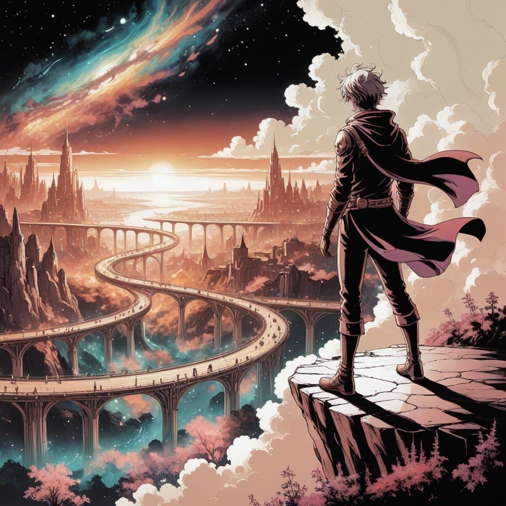 Alien City Vista in Psychedelic Manga Style