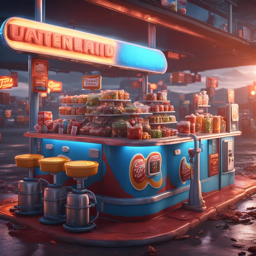 Living Candy Bar Gas Station Attendant: Fantasy Art