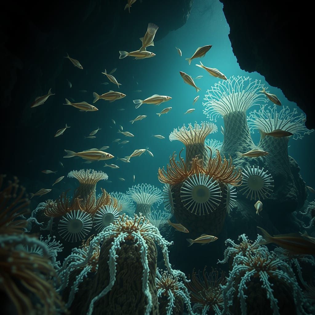 Romanticism Era Meets Futuristic Aquatic Life in an Undergro...