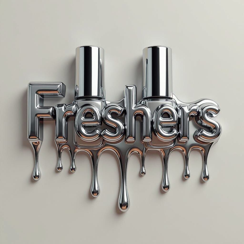 Chrome "Freshers" Text with Dripping Nail Lacquer