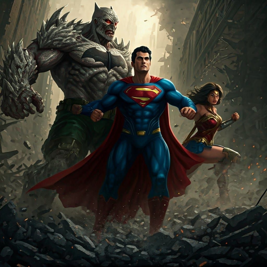 Epic Heroes Battle Doomsday in Ruined Metropolis