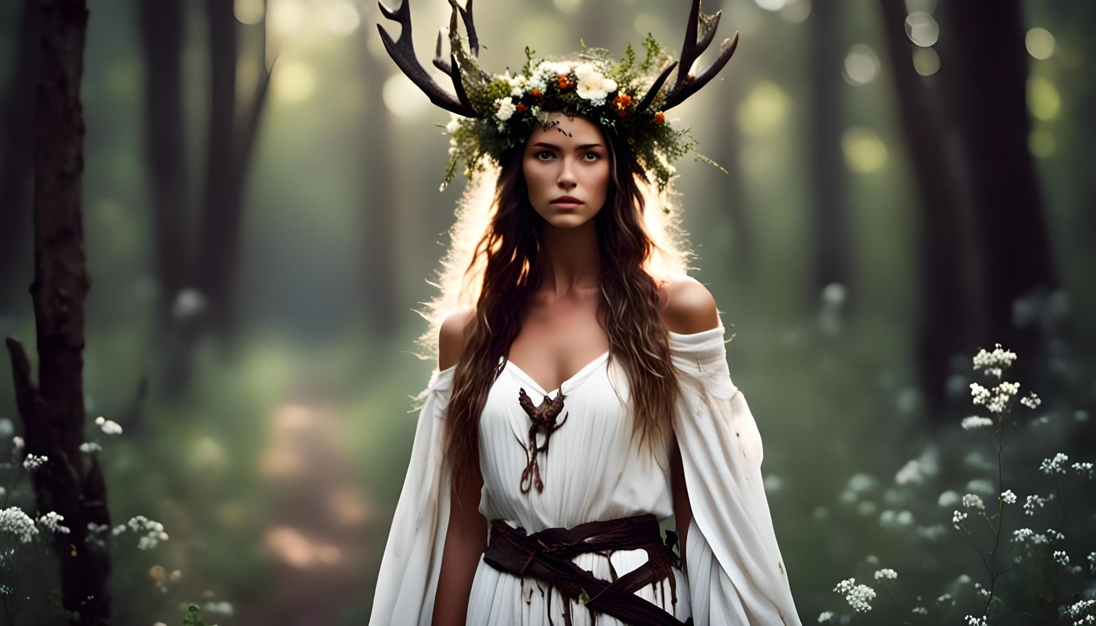 Artemis, Greek Goddess of the Hunt in Realistic Style