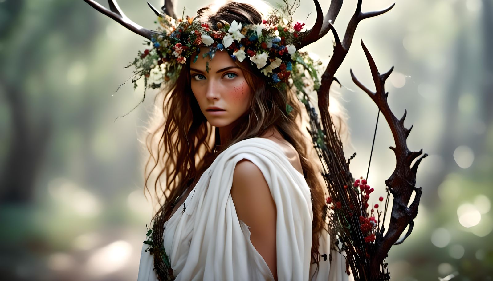 Artemis, Greek Goddess of the Hunt in Forest