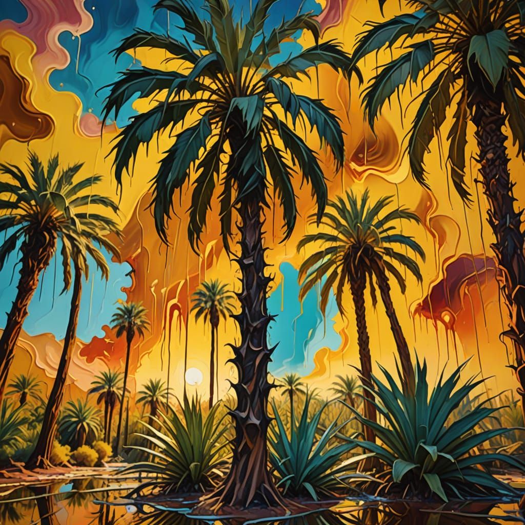 Surreal Melting Palm Trees in Phoenix, Digital Art