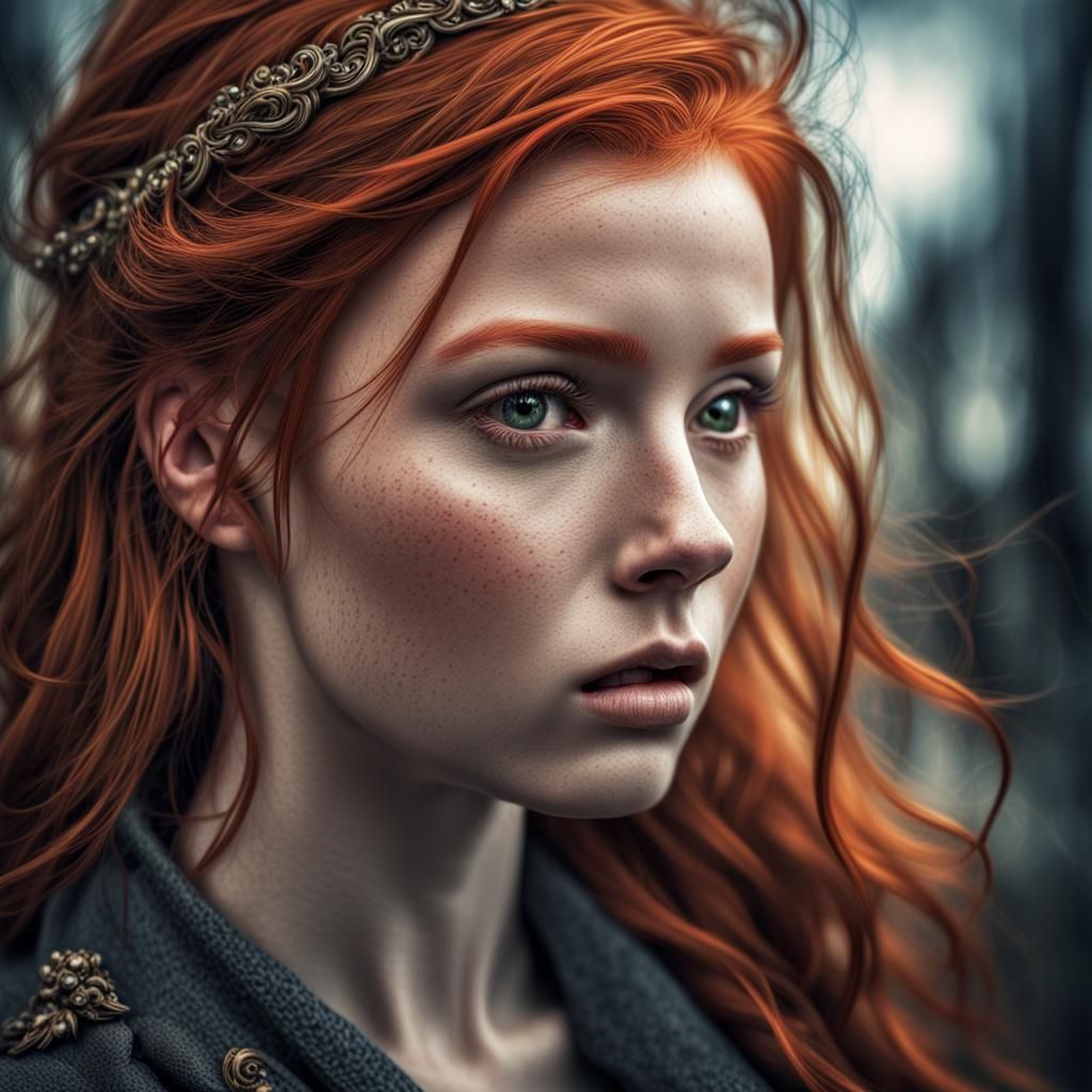 Hyperrealistic Fantasy Portrait of a Redhead