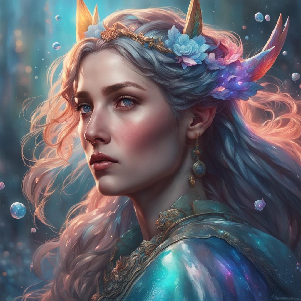 Detailed Portrait of a Water Unicorn in Splash Art Style