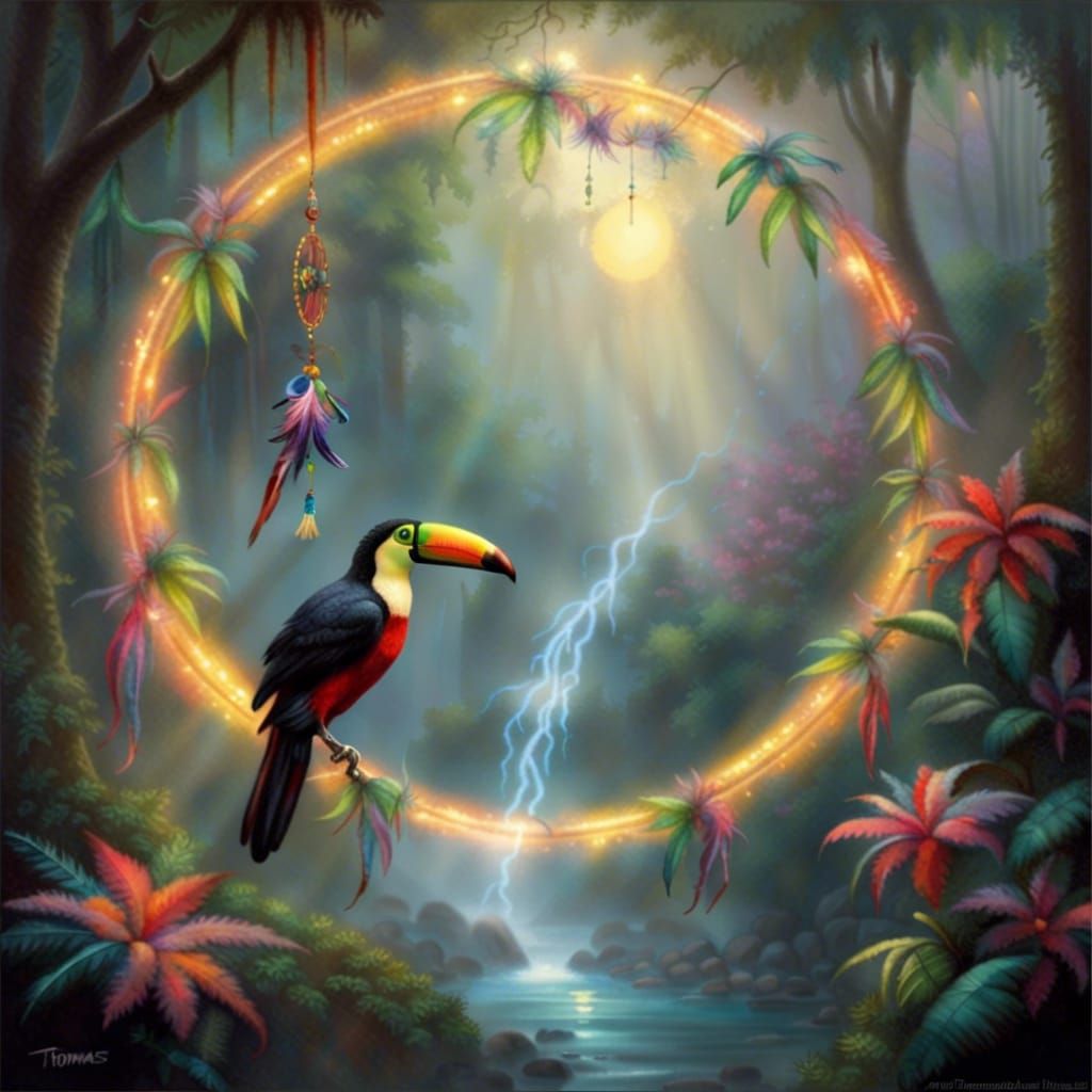 Tucan on a dreamcatcher