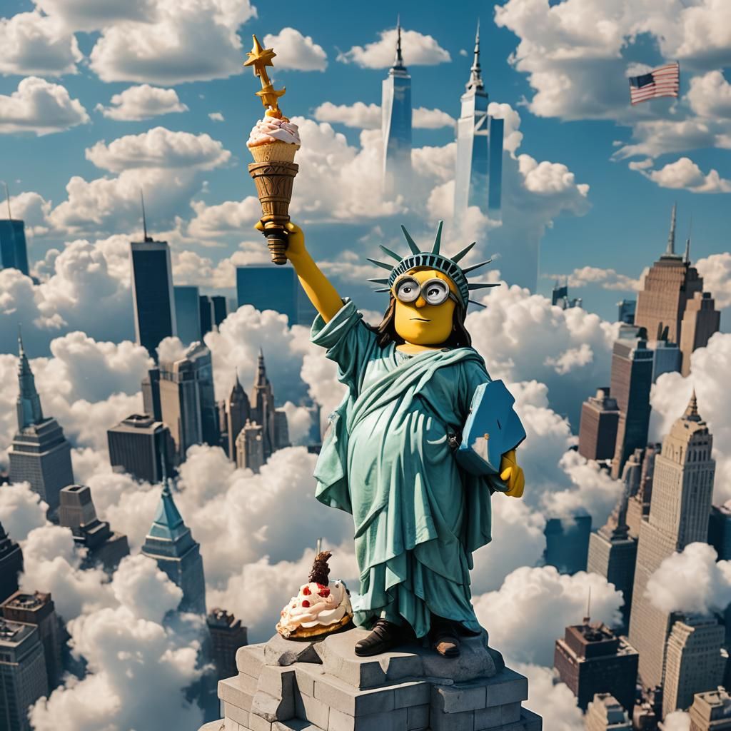 Minion as Liberty Goddess in NYC, Photography