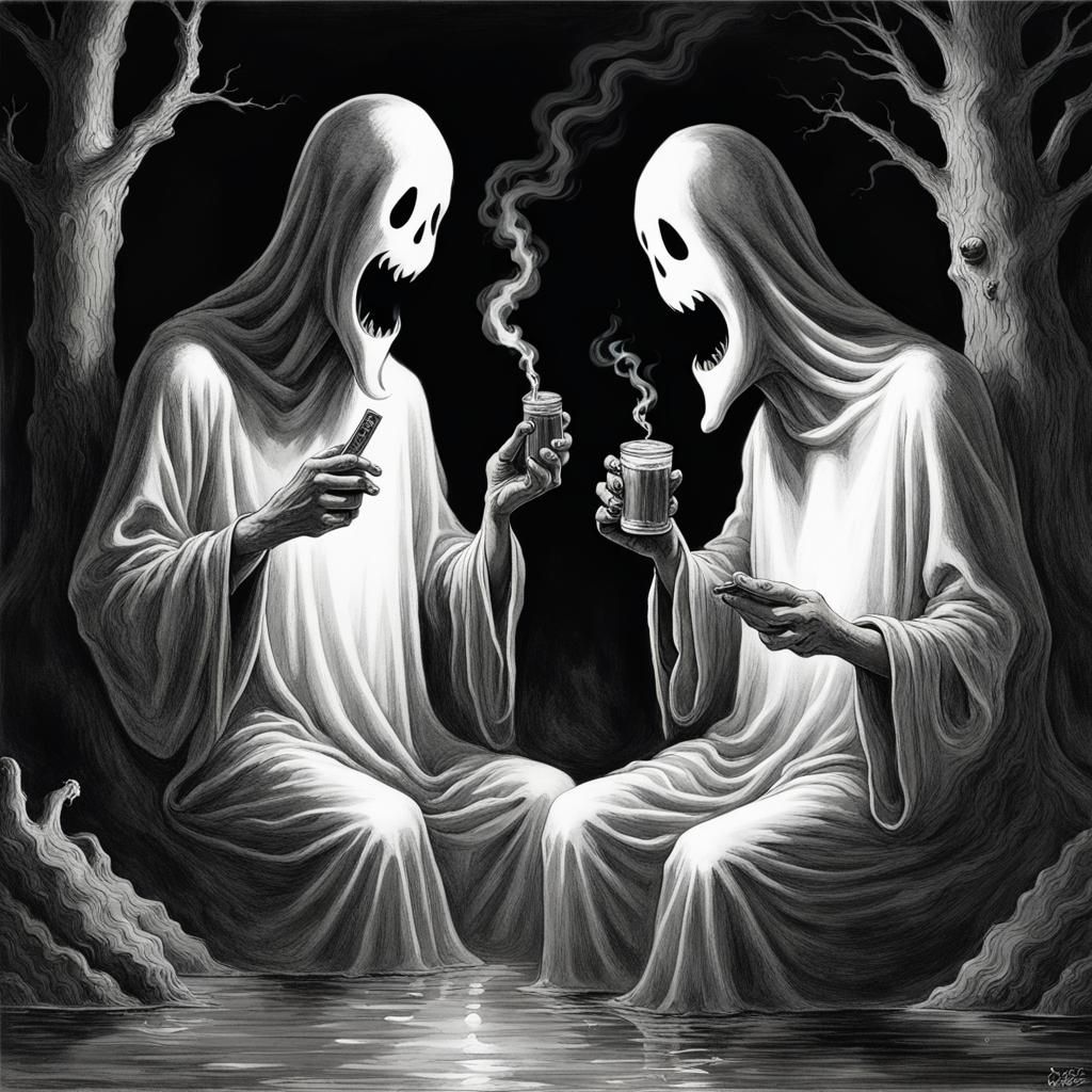 Ghosts Smoking Weed Watching Scary Movie