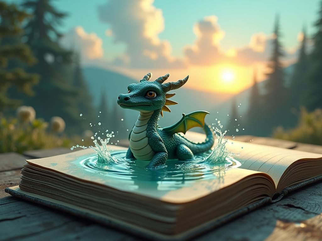 Dragon in Notebook: Miniature Fantasy Scene