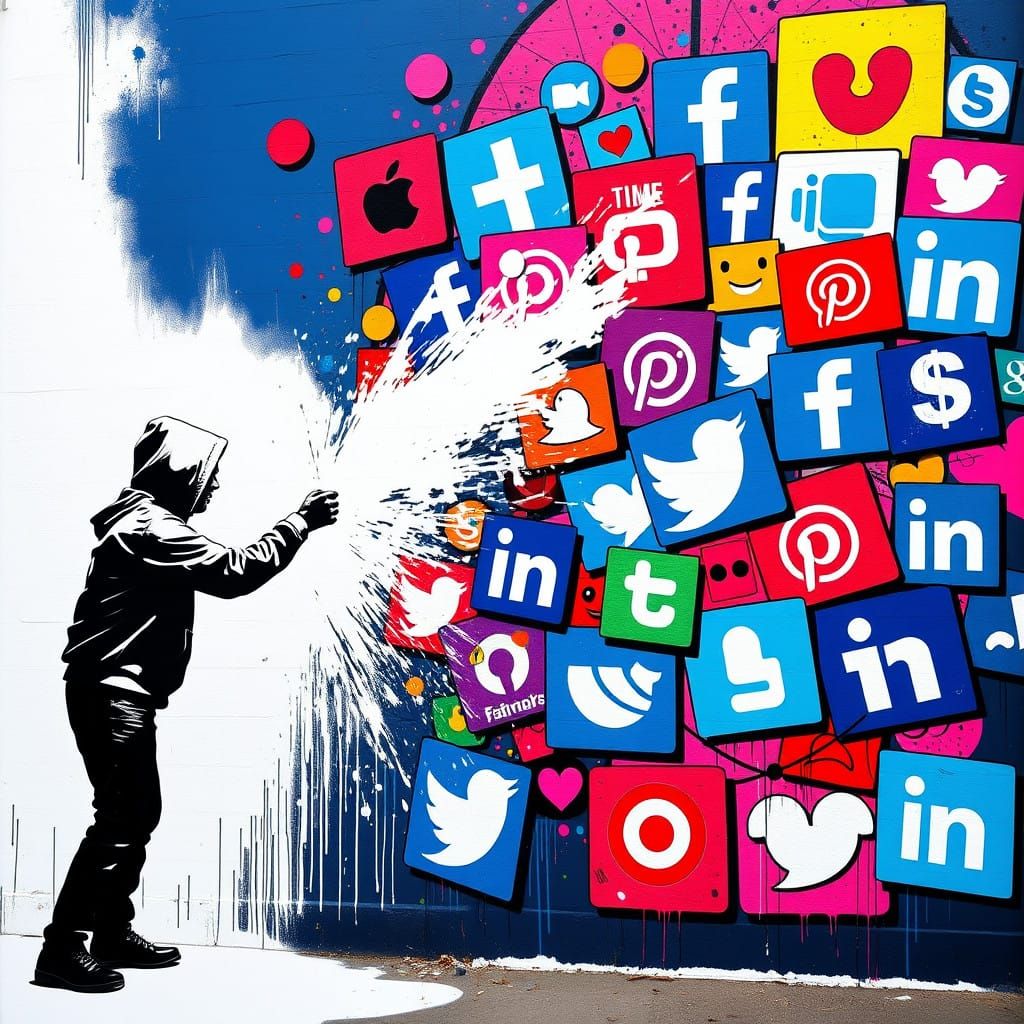 Rebellion Against Digital Noise in Pop Art Style