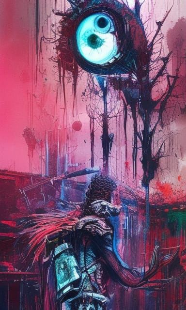 Cybernetic Eyeball Experiment in Dark Sci-Fi Style