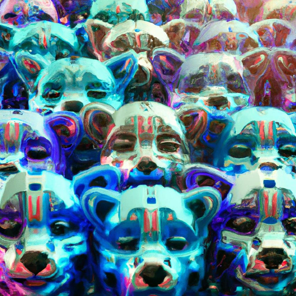 Cyberpunk Lab Crowd of Robot Dogs