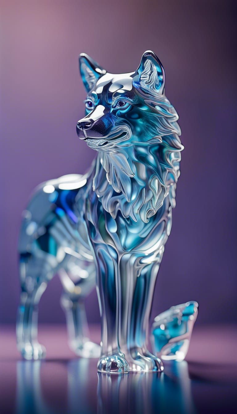 Blown Glass figurine of a wolf