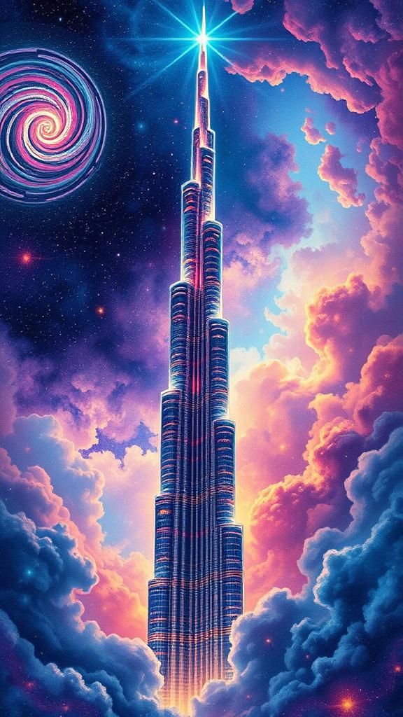 Ethereal Burj Khalifa in Holographic Illustration