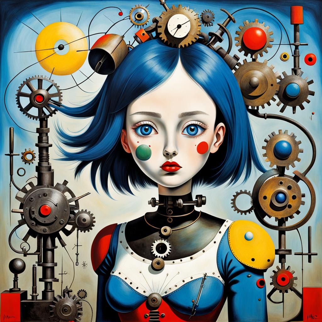 Surreal Girl with Mechanical Visions