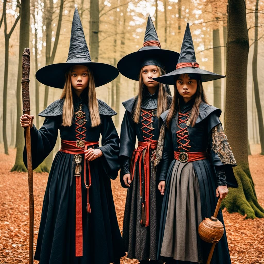 Mystical Witches Gathering Under the Moon