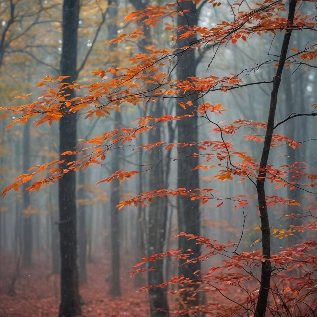 Autumn Forest in Gentle Rain: HDR Photography