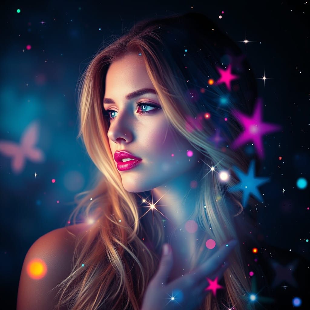 Celestial Goddess in Double Exposure