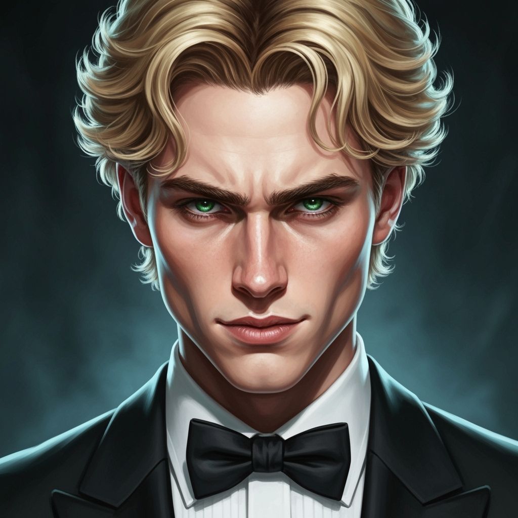 Young Man in Tuxedo with Smug Expression