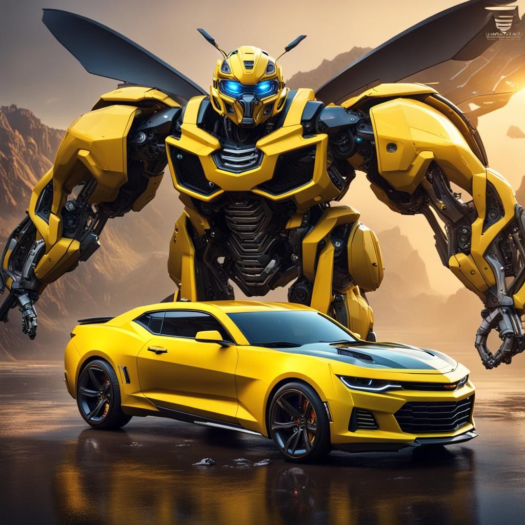 Bumblebee Transformer Yellow Camaro Car Detailed Painting