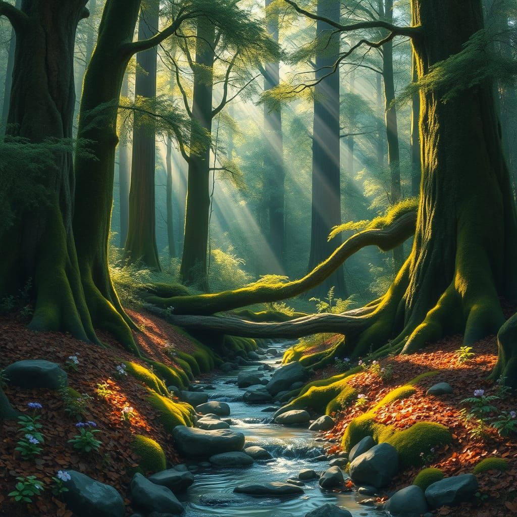 Mystical Woodland Sanctuary in Emerald Light