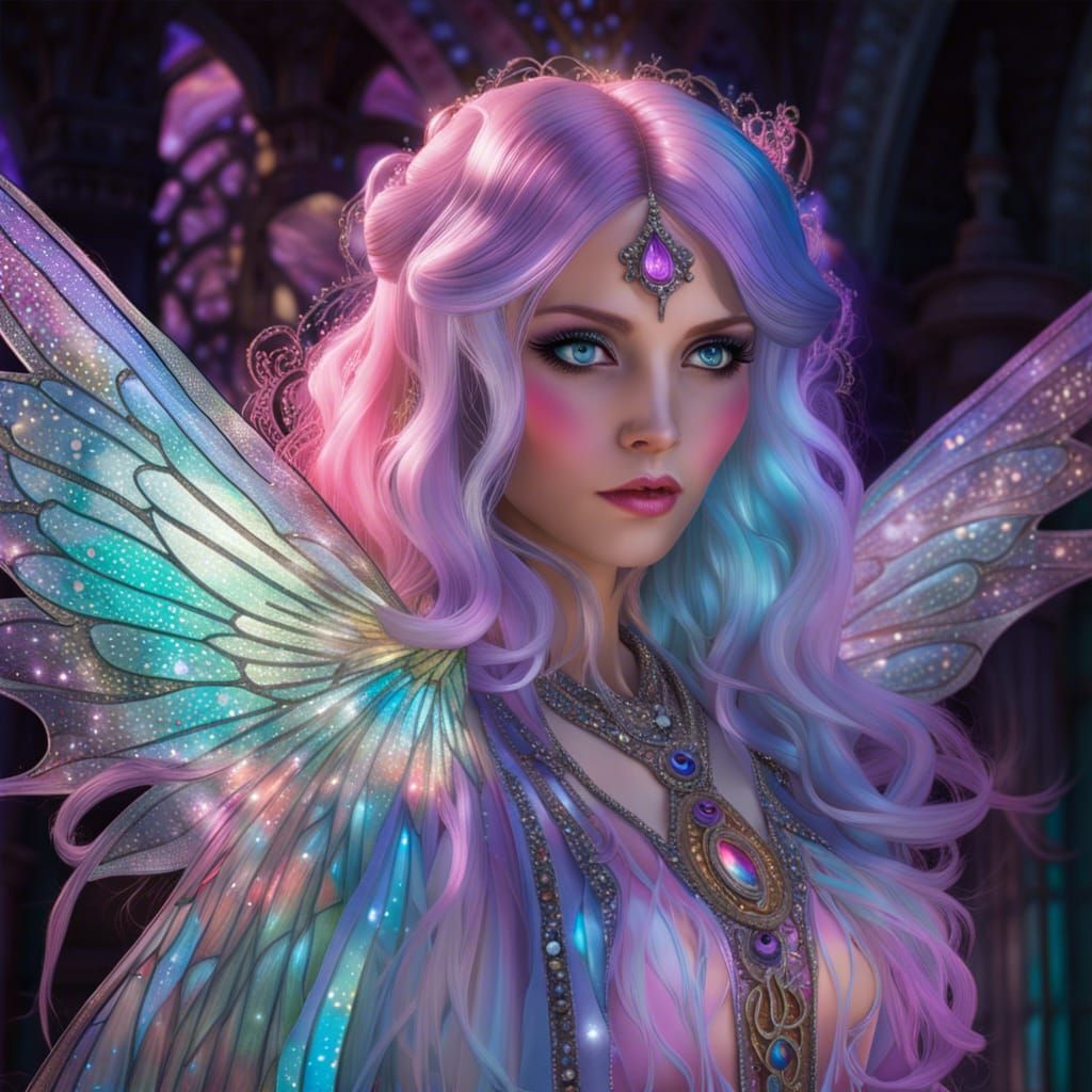 Fairy Transforming Nightmares in Dreamlike Art Nouveau Style