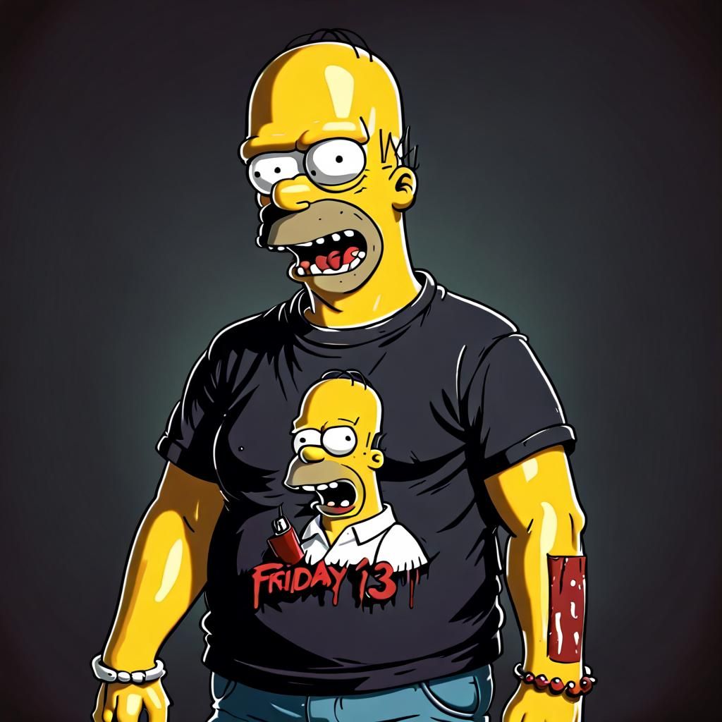 Homer Simpson as Friday the 13th Fan