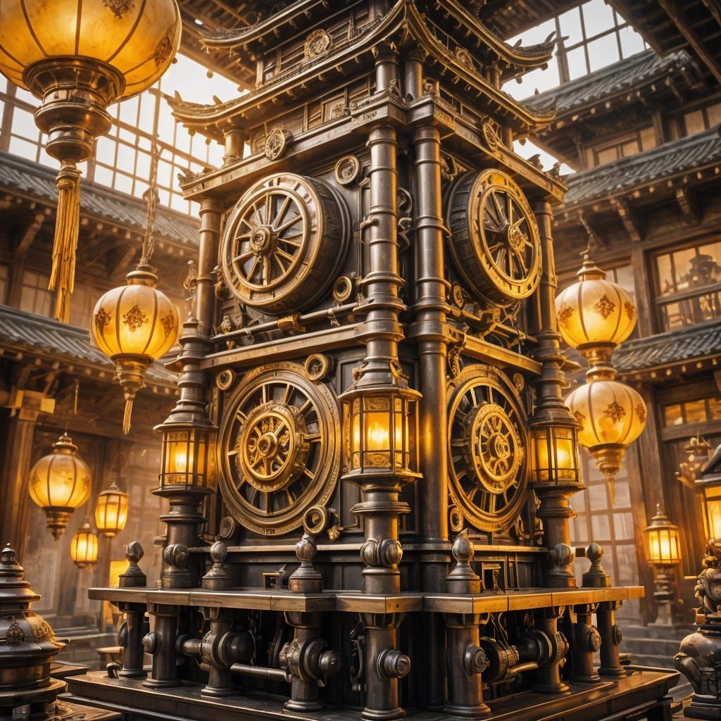 Steampunk Kinkaku-ji Temple Reimagining