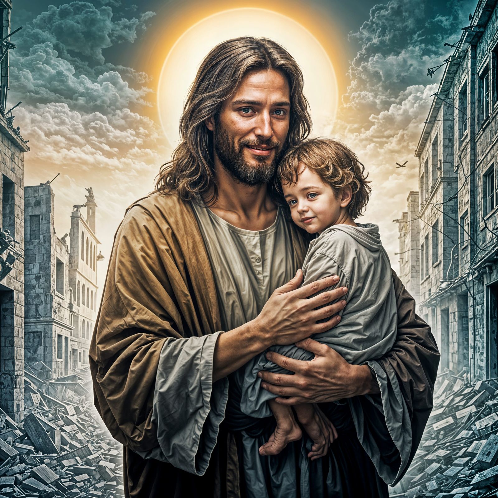 Jesus Christ Holding a Child in Love