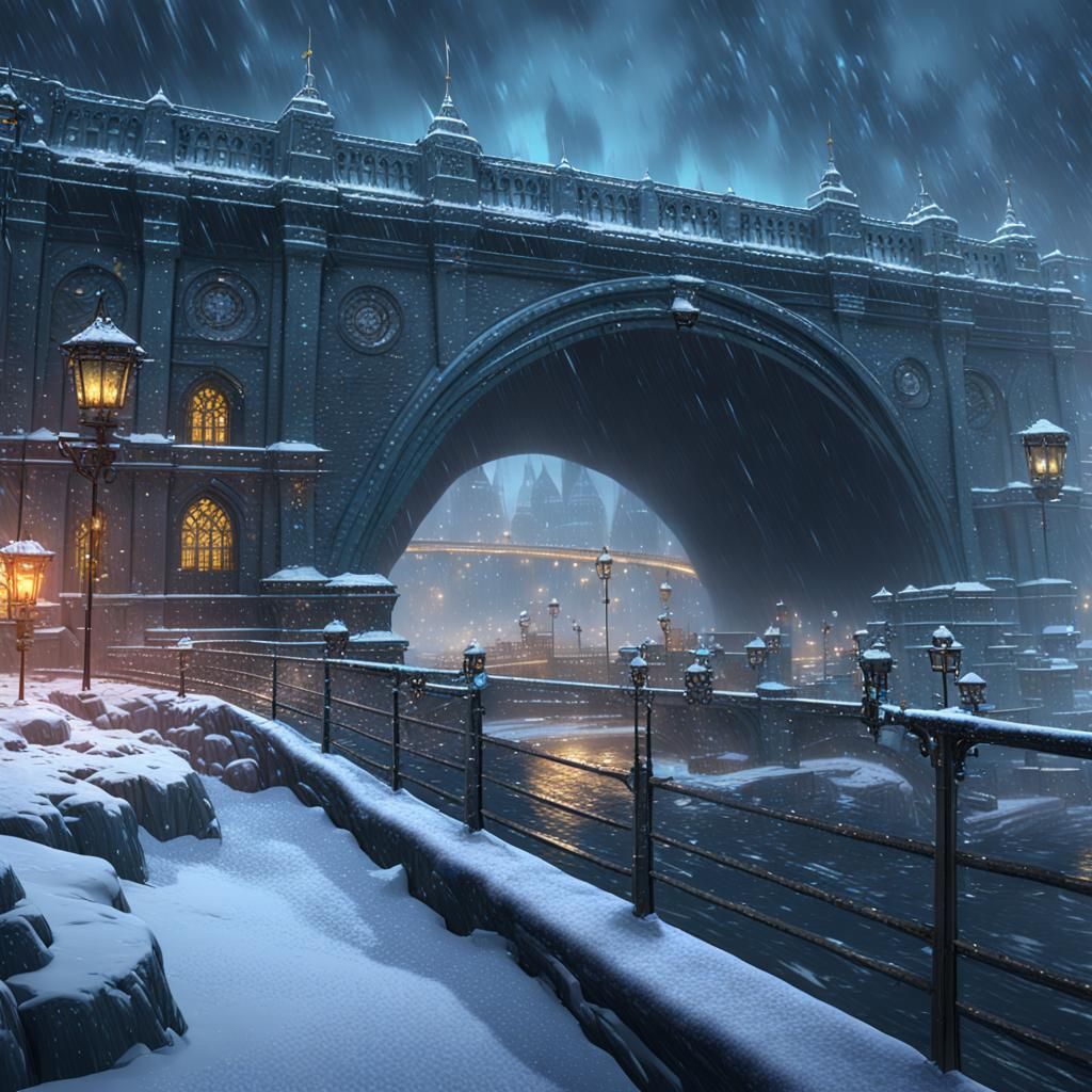 London Bridge Blizzard: Detailed Matte Painting