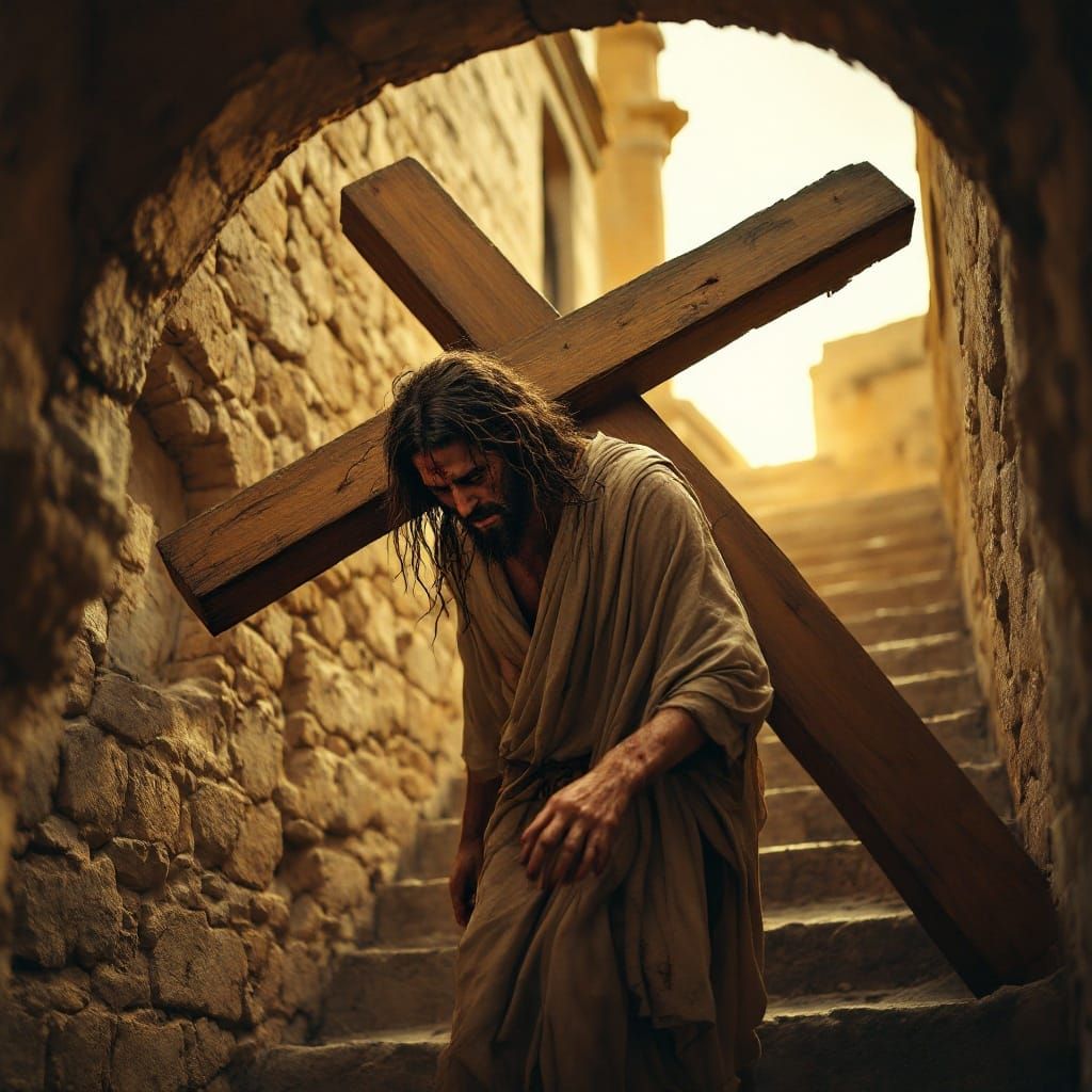 Jesus Ascends Calvary in Dramatic Renaissance-Inspired Scene