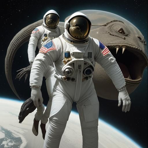 Astronauts Confront Hostile Aliens in Space