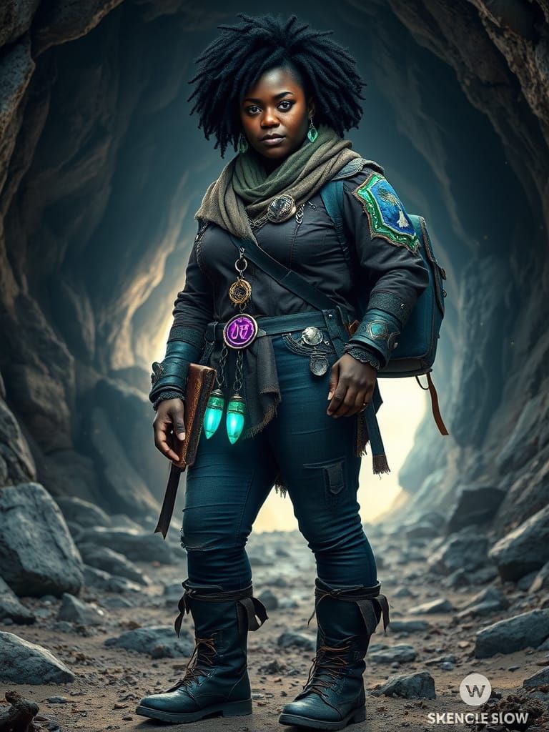 Black Female Warrior with Magical Accessories