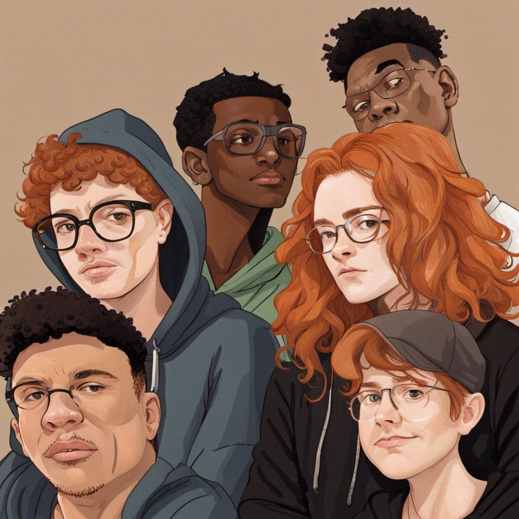 Friends Relaxing in an Oil Painting Style