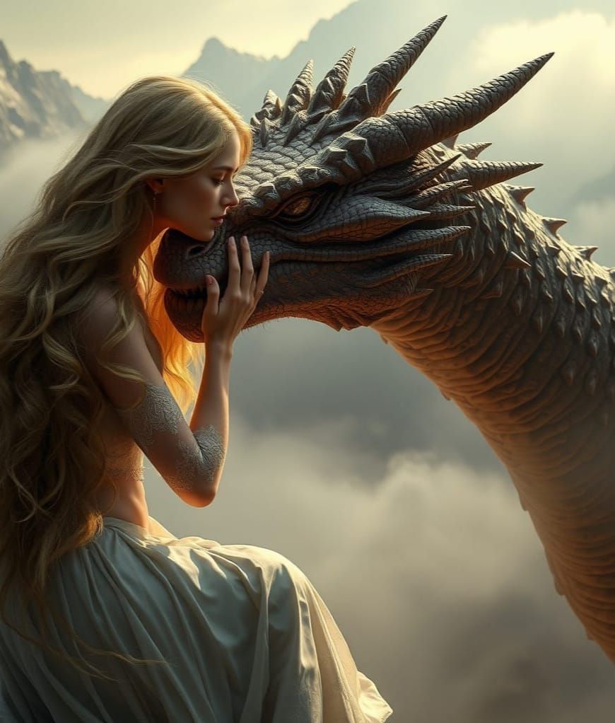 Faithful Dragon Companion in Vibrant Fantasy Realism