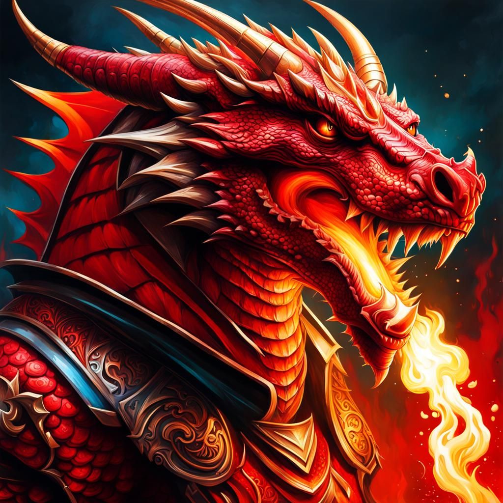 Fiery Dragonborn Graffiti Art