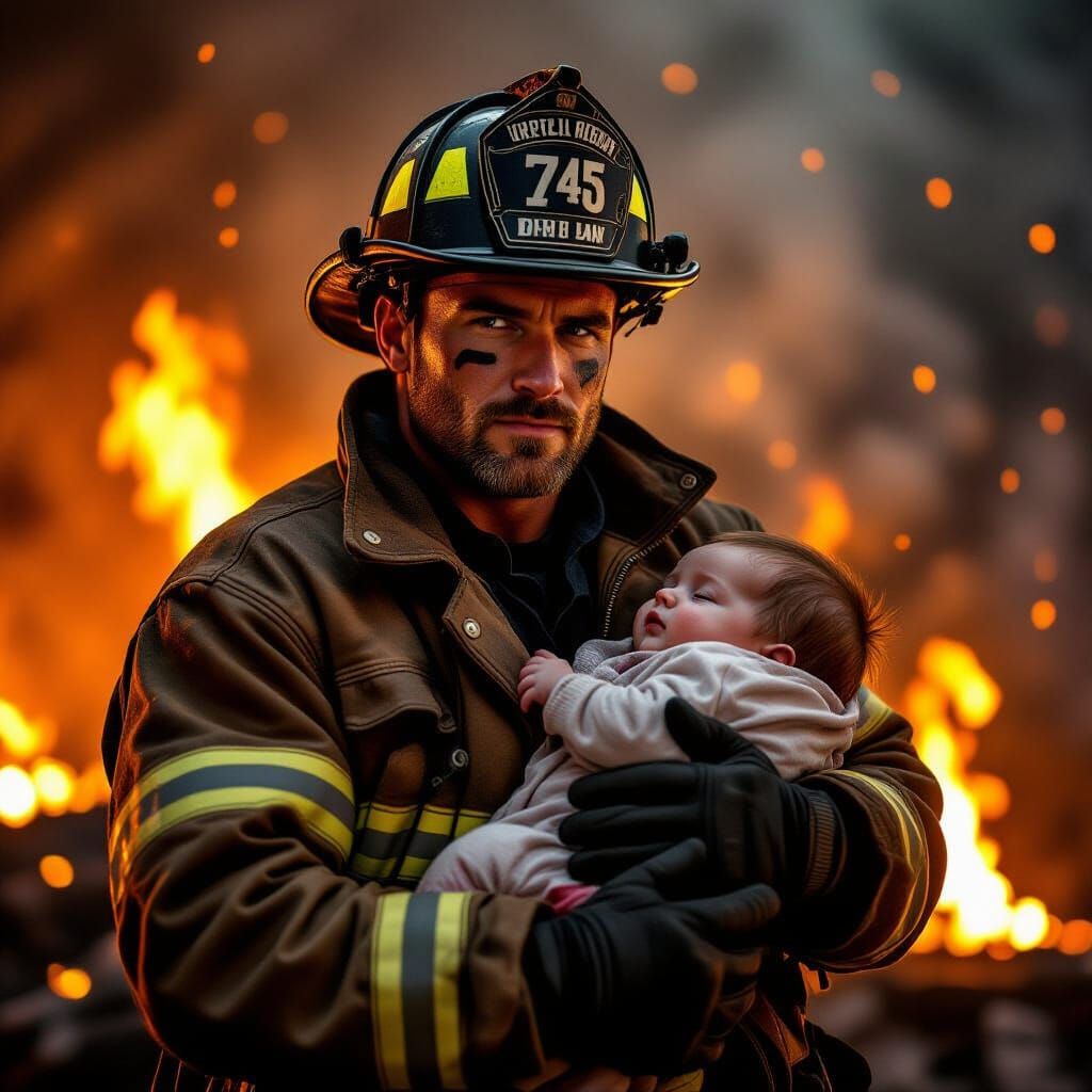 Heroic Firefighter Rescues Baby in Burning Building