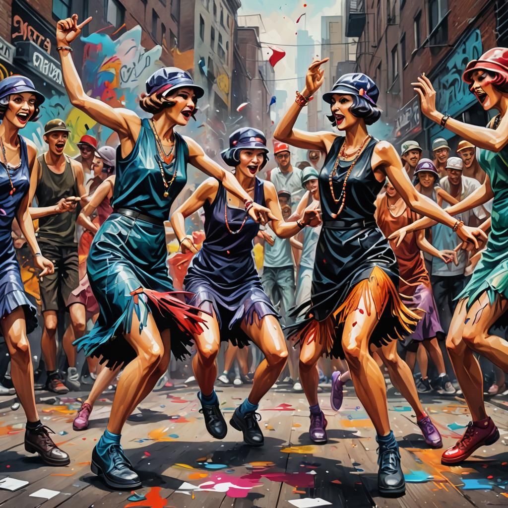 Flappers and Wowsers Dance Battle in Graffiti Art