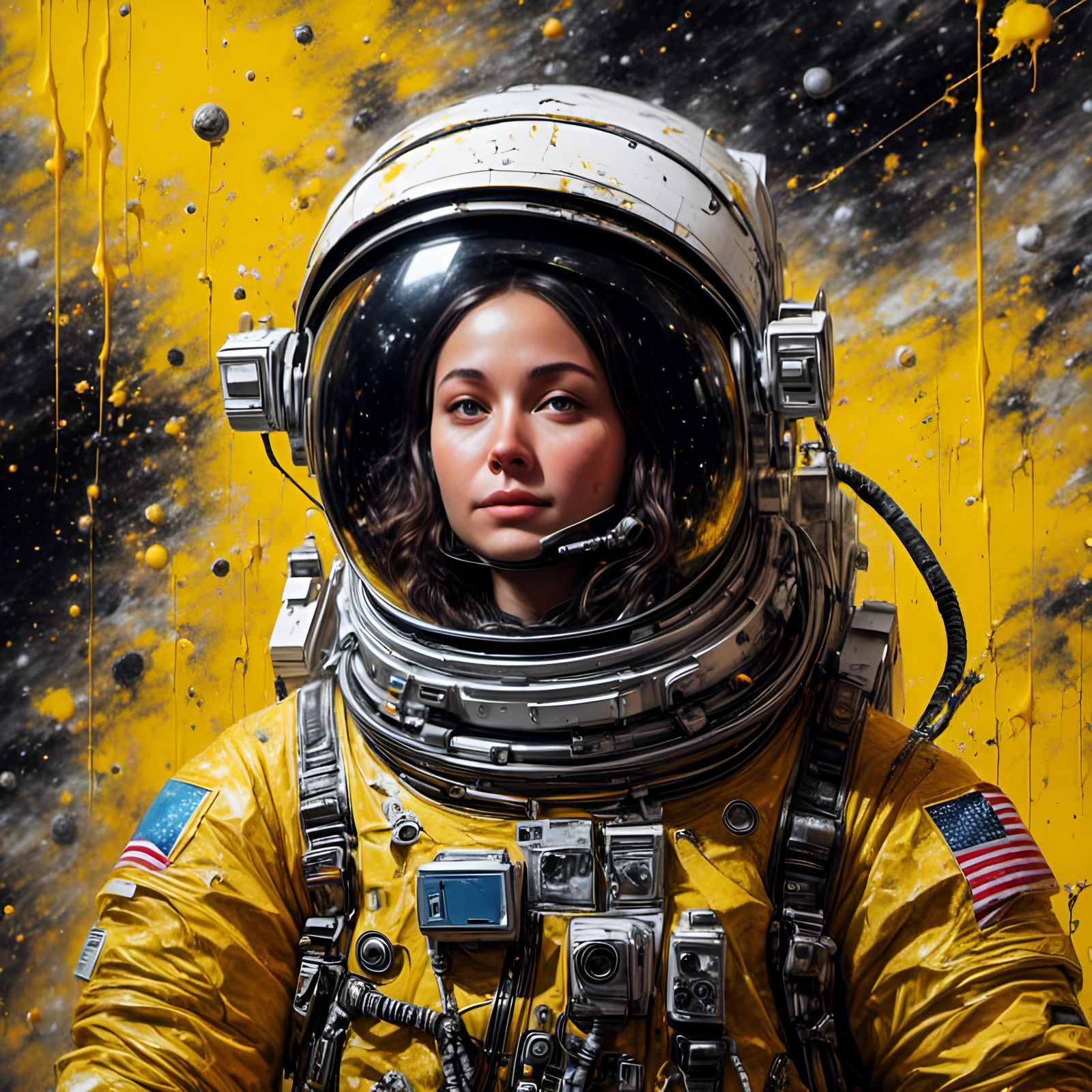 Astronaut in Butter Visor, Graffiti Art Style