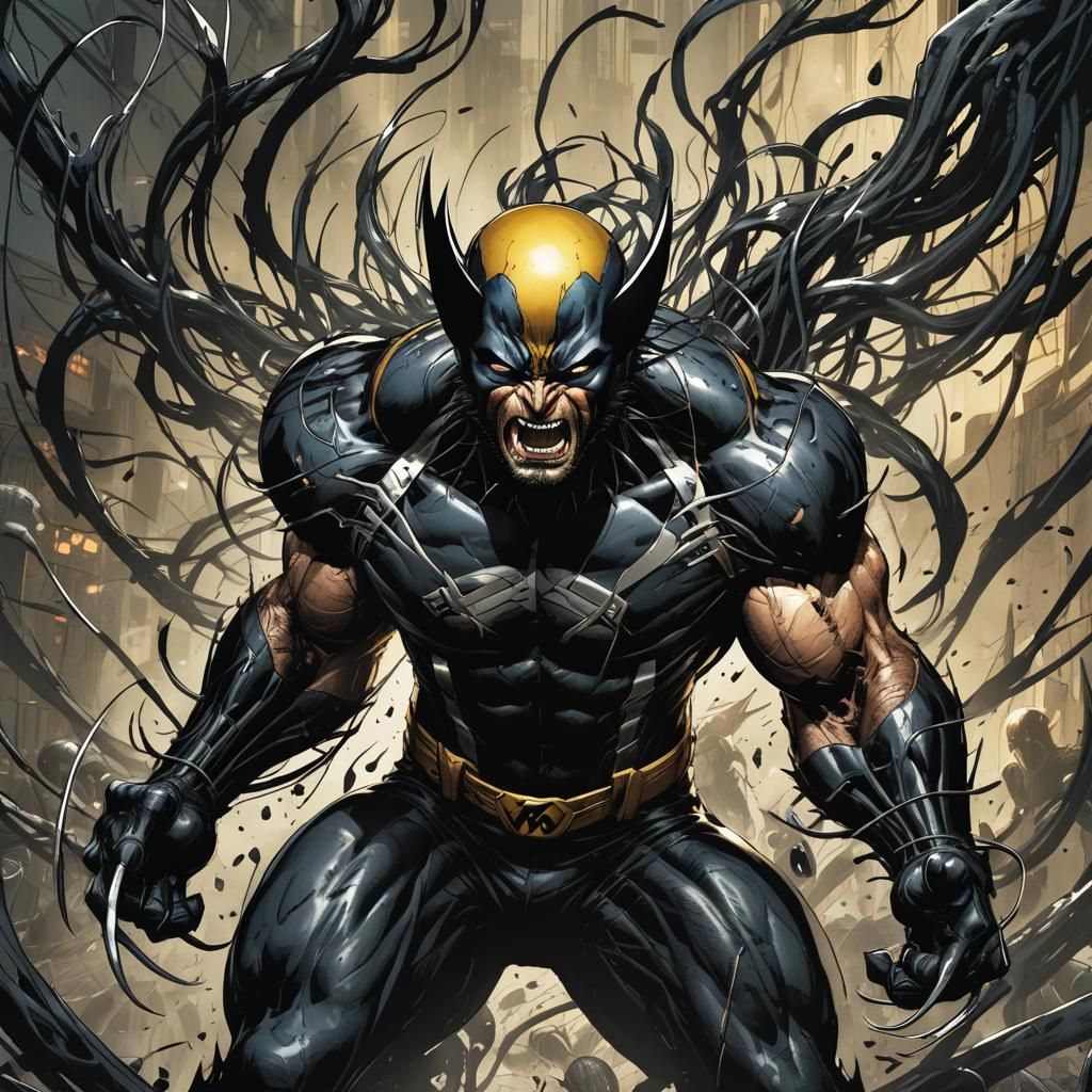 Wolverine vs. Symbiote: Dark Comic Book Art
