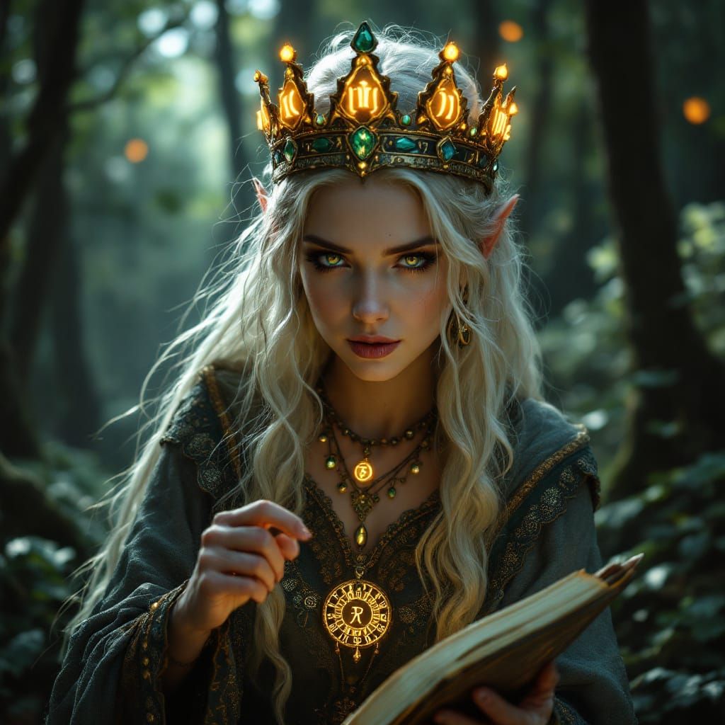Ancient Elven Sorceress Commands Forest Magic