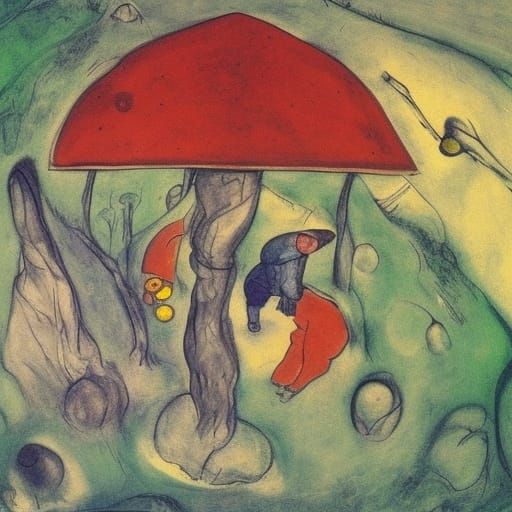 Cozy Forest Hut Interior: Expressionist Painting