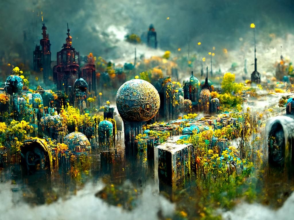 City Overtaken by Nature: Hyperdetailed Digital Painting