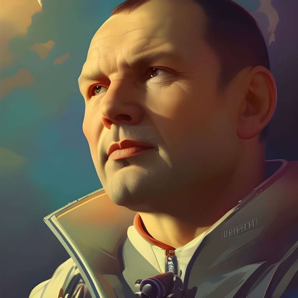 Yuri Gagarin Portrait in Art Nouveau Style