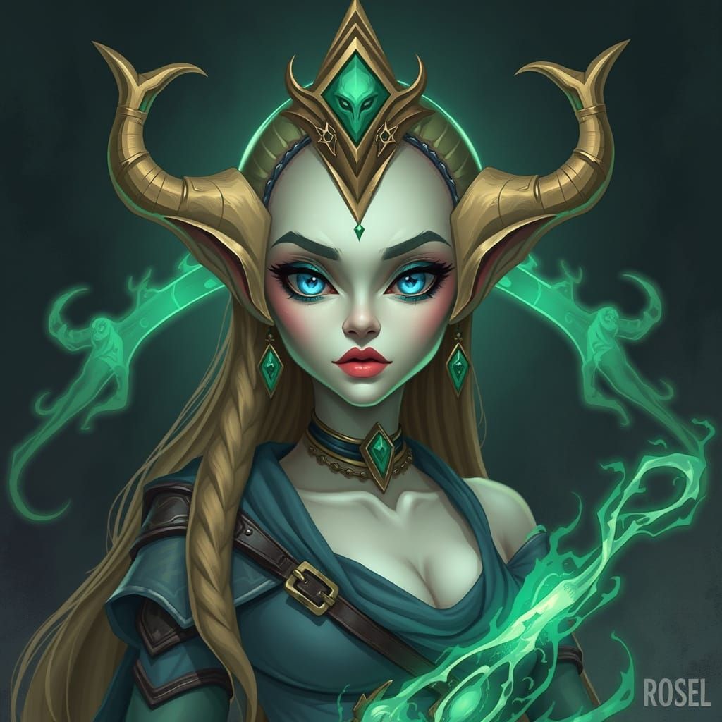 Alien Female Mage casting a spell